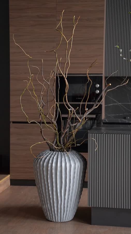 Кашпо TREEZ Effectory - Moho - Высокая Design-ваза - Дымчато-серый песок фото