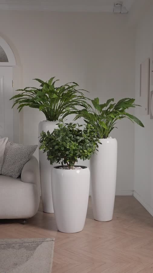 Кашпо TREEZ Effectory - Gloss - Высокий конус Design - Белый глянцевый лак фото